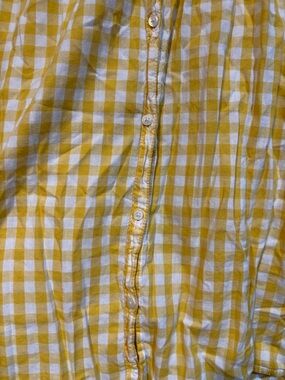 Old Navy Yellow and White Gingham Button-Up Top